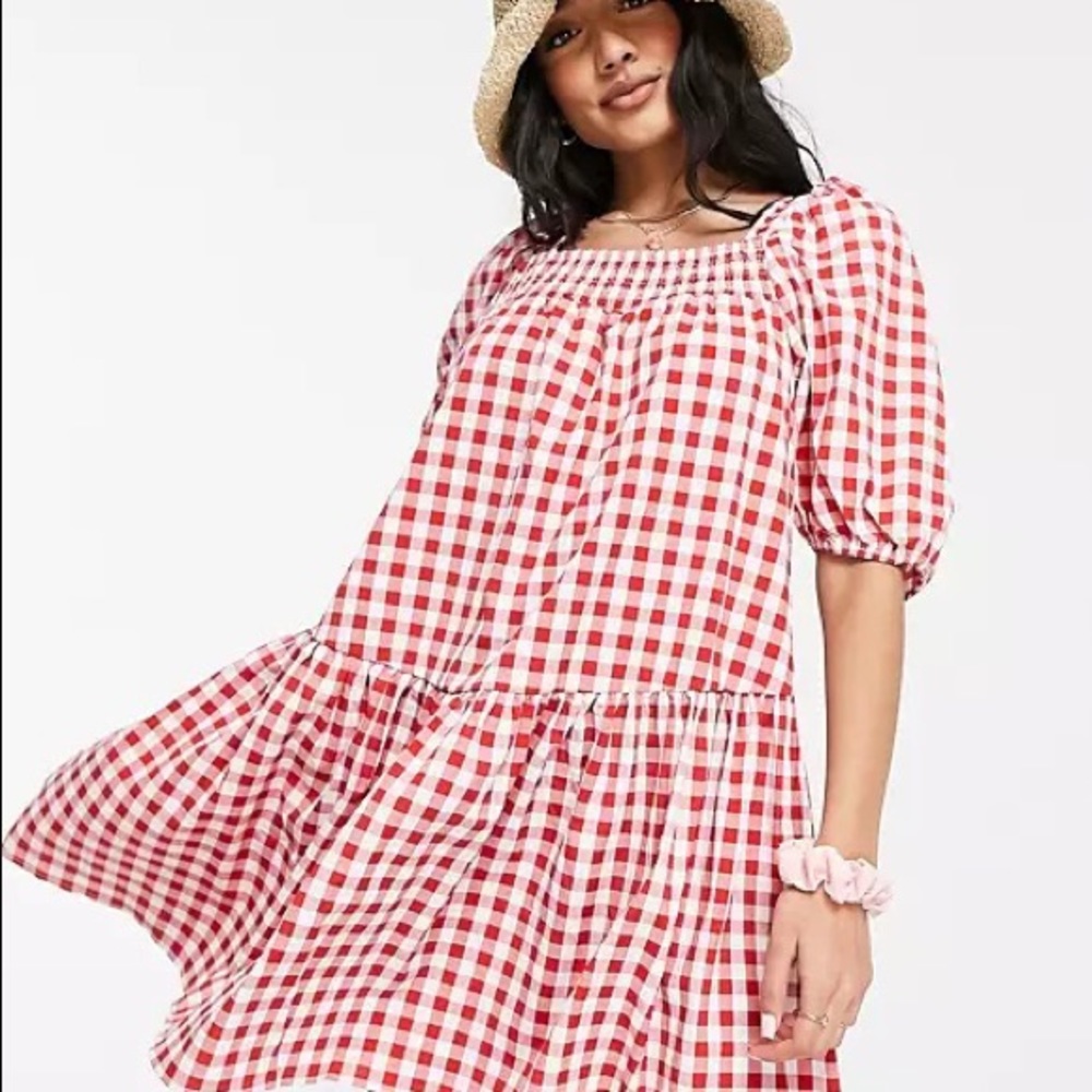 NWT red and white gingham dress